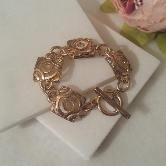 Liz Clairborne Vintage Gold Square Bracelet - Picture 1 of 8